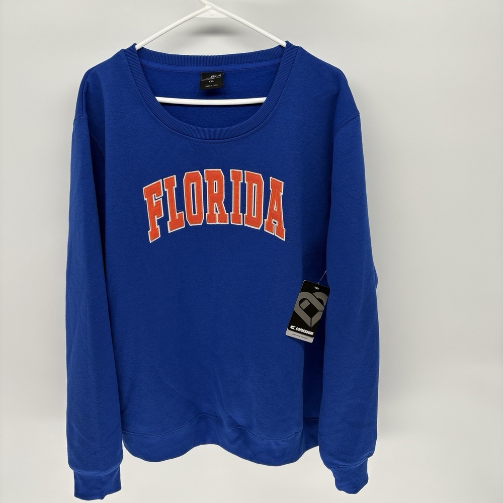 New Colosseum Royal Florida Gators Embroidered Spell Out Sweater NCAA Women XXL